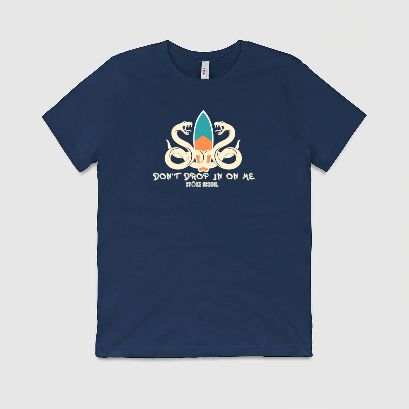 Crew Tee Double Snake Surf Board Don't Drop in On Me
