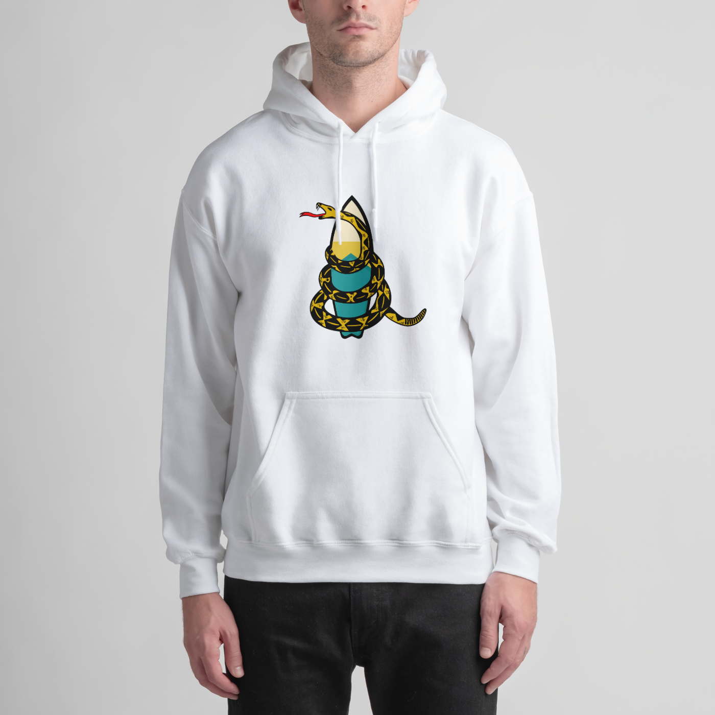 Unisex hoodie red snake on board don't drop in on me graphic vibes surf culture fashion
