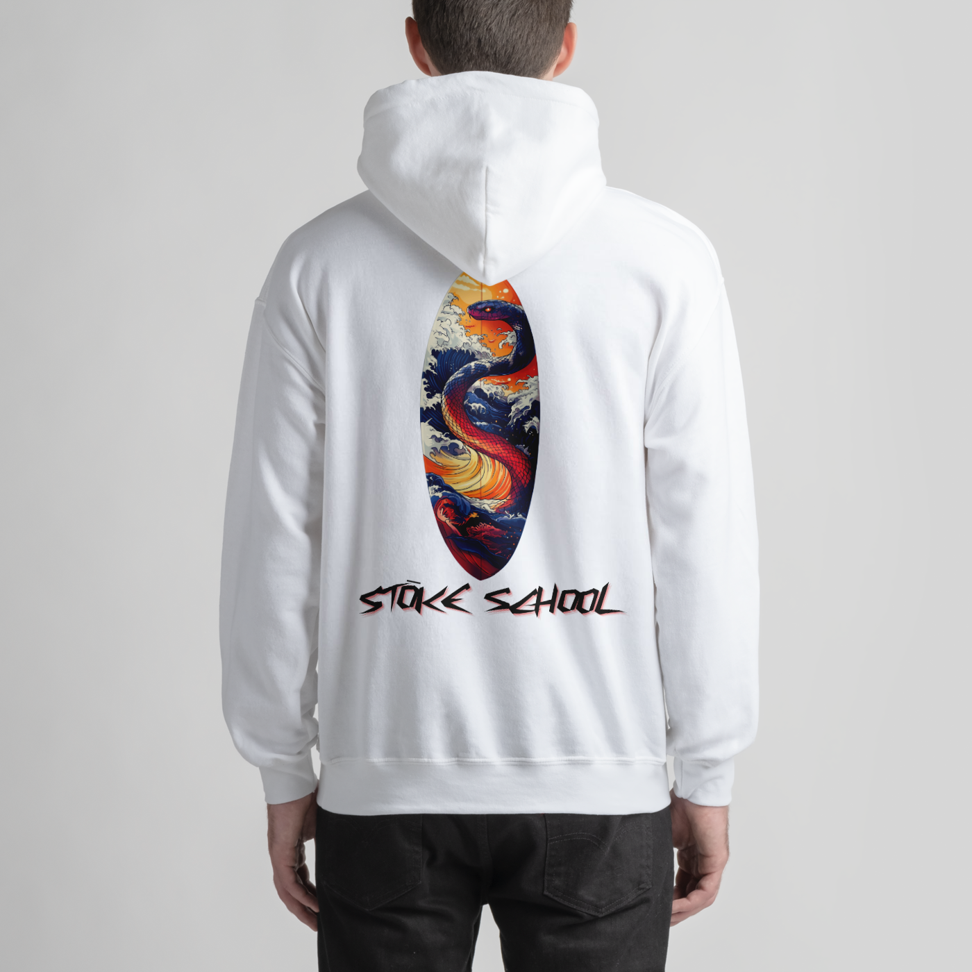 Hoodie unisex snake on board design surf culture vibes fashion