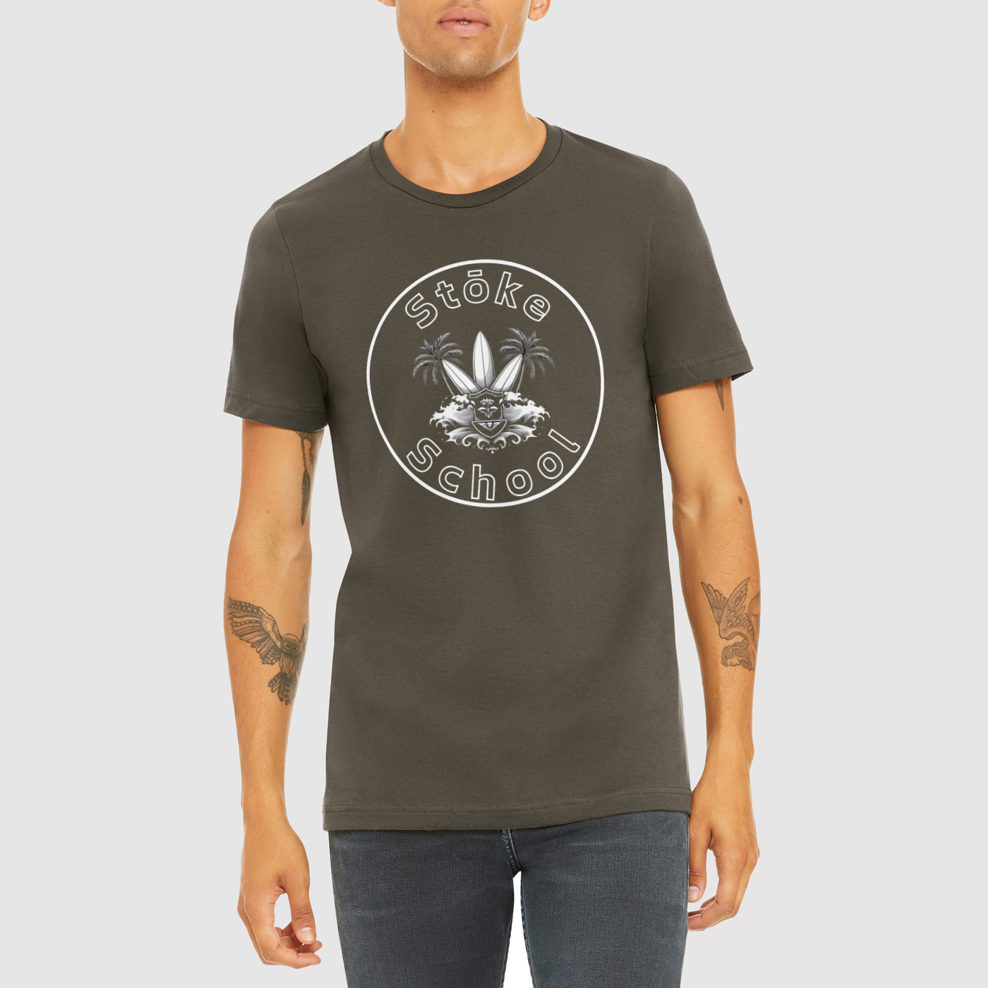 Crew Tee Stoke School Logo