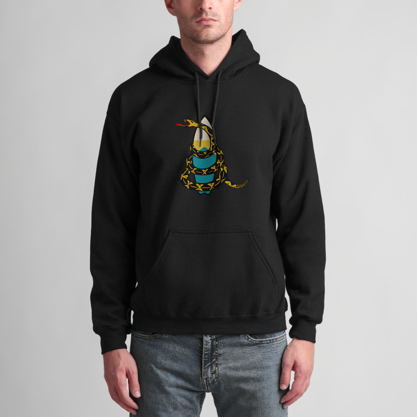Unisex hoodie white snake on board graphic surf vibes culture fashion