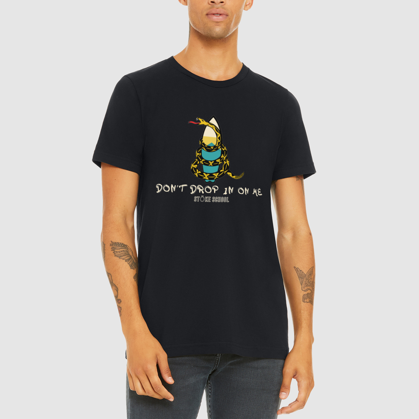 Crew tee don't drop in on me OG snake surf culture fashion