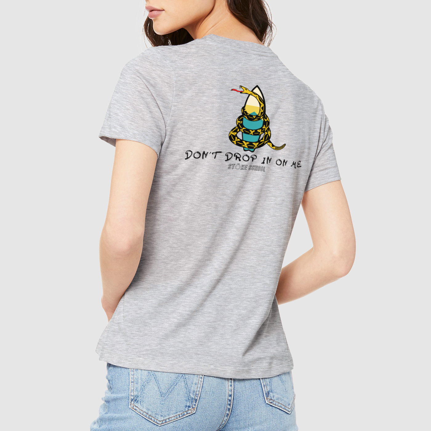 Crew tee women's OG snake don't drop in on me surf culture vibes fashion
