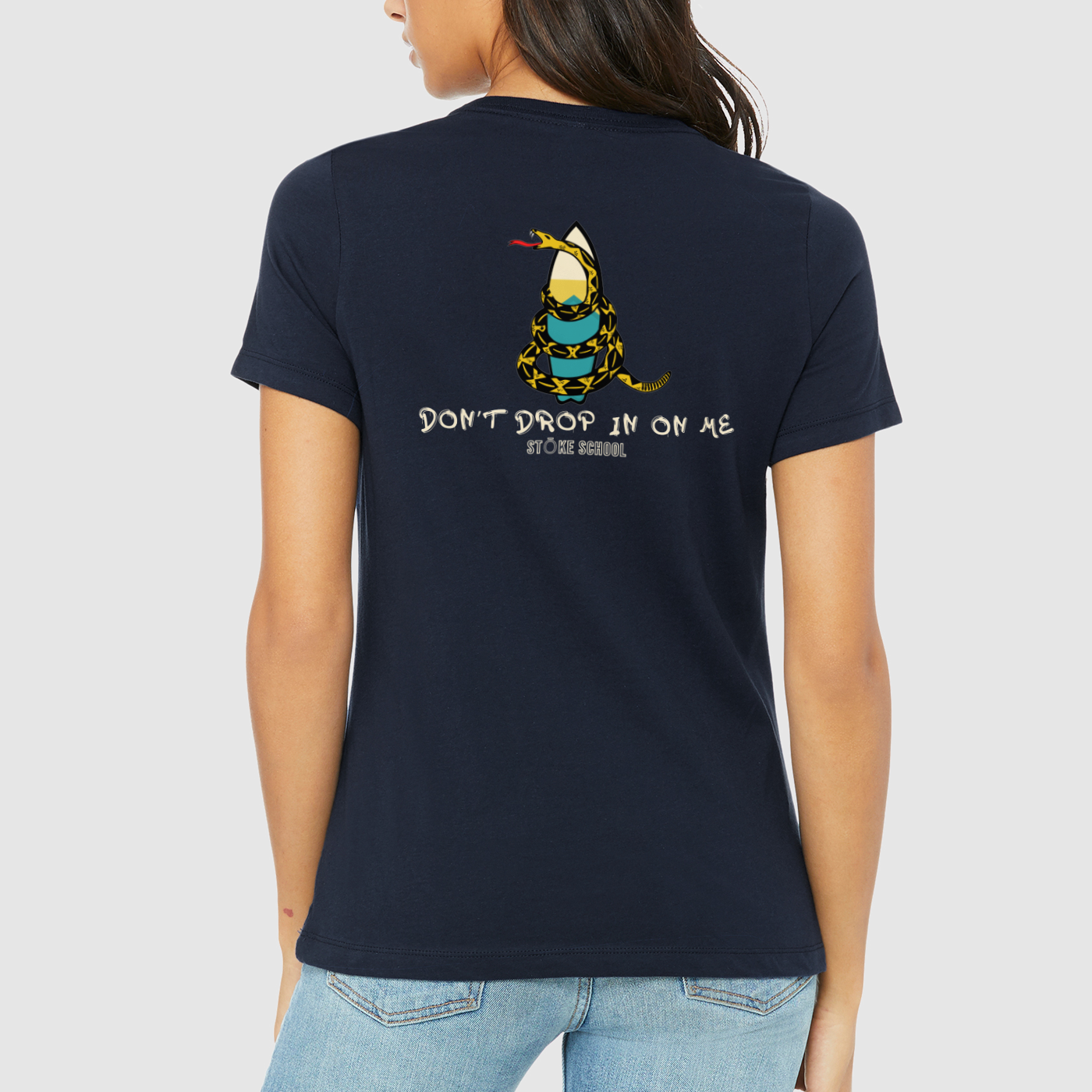 Crew tee women's OG snake don't drop in on me surf culture vibes fashion
