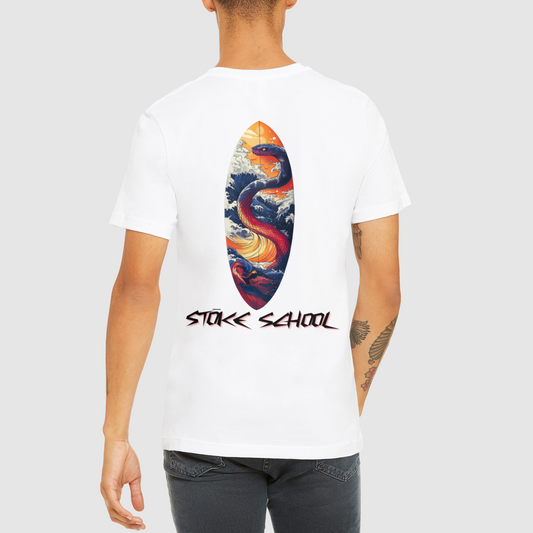 Men's crew tee snake on board design surf culture vibes 