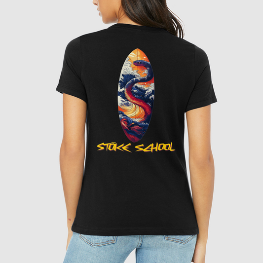 Crew tee women's snake on board graphic surf culture vibes fashion