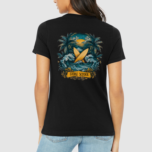 Crew tee women's stoke school sunset graphic surf vibes culture fashion