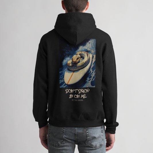 Unisex hoodie white snake on board graphic surf vibes culture fashion